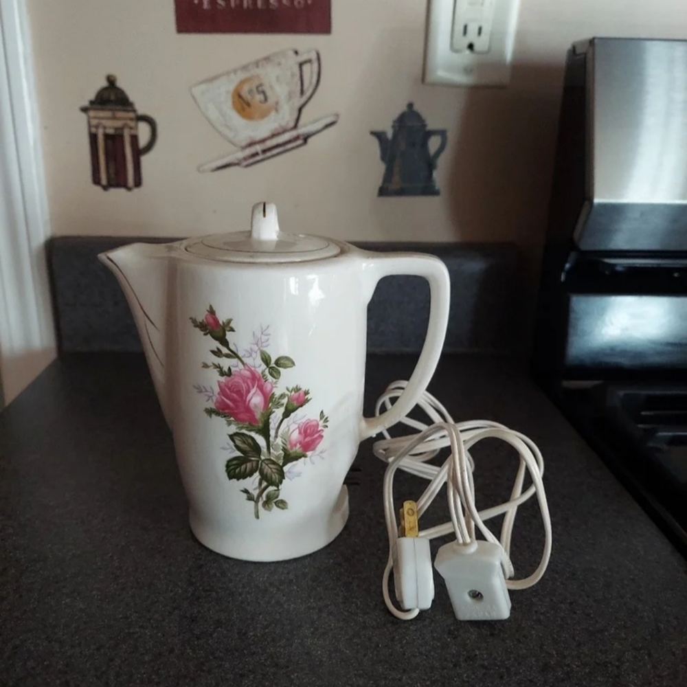 Vintage Electric Porcelain Ceramic Teapot by Murimura Japan WORKS PERFECTLY